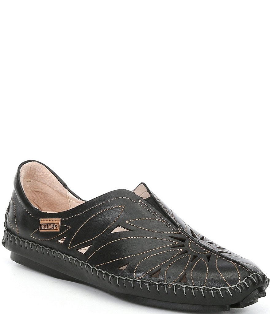 Pikolinos Jerez Floral Leather Cut-Out Detail Slip-On Moccasins