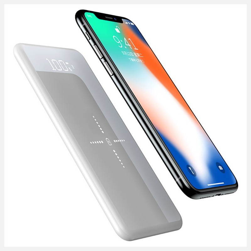 Wireless Power Bank 10000mAh Dual USB Outputs&Wireless Output LED Display Wireless Charging Bank Battery