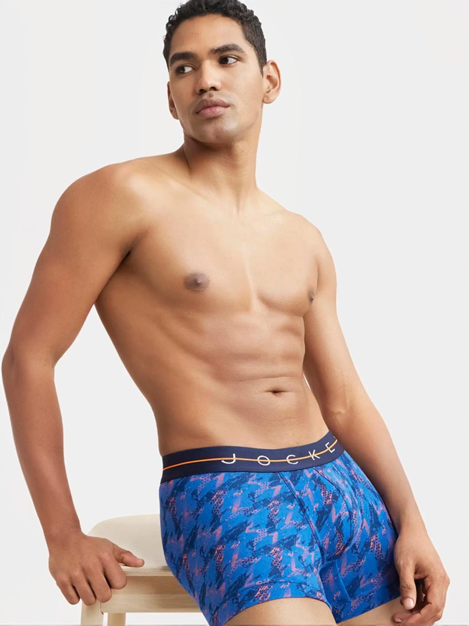 Jockey NY02 Blue Super Combed Cotton Trunks with Ultrasoft Waistband (Prints May Vary)