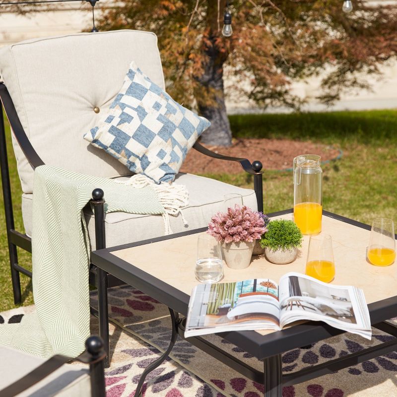 5pc Conversation Steel Patio Seating Sets Cream -  Lokatse