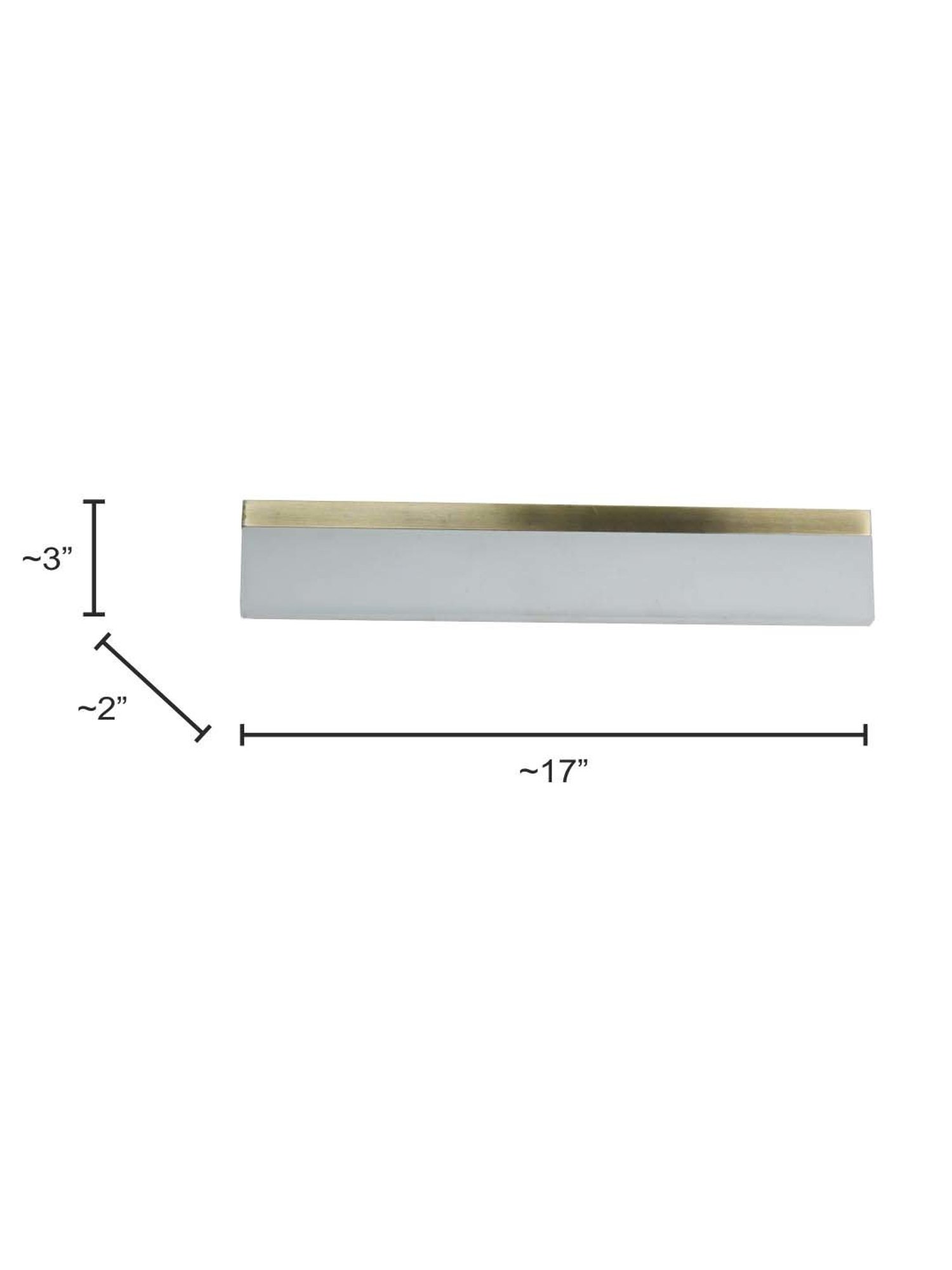 Fos Lighting White & Gold Acrylic 17 Inch Wide Rectangular Bar 18W Warm Led Vanity Mirror Light