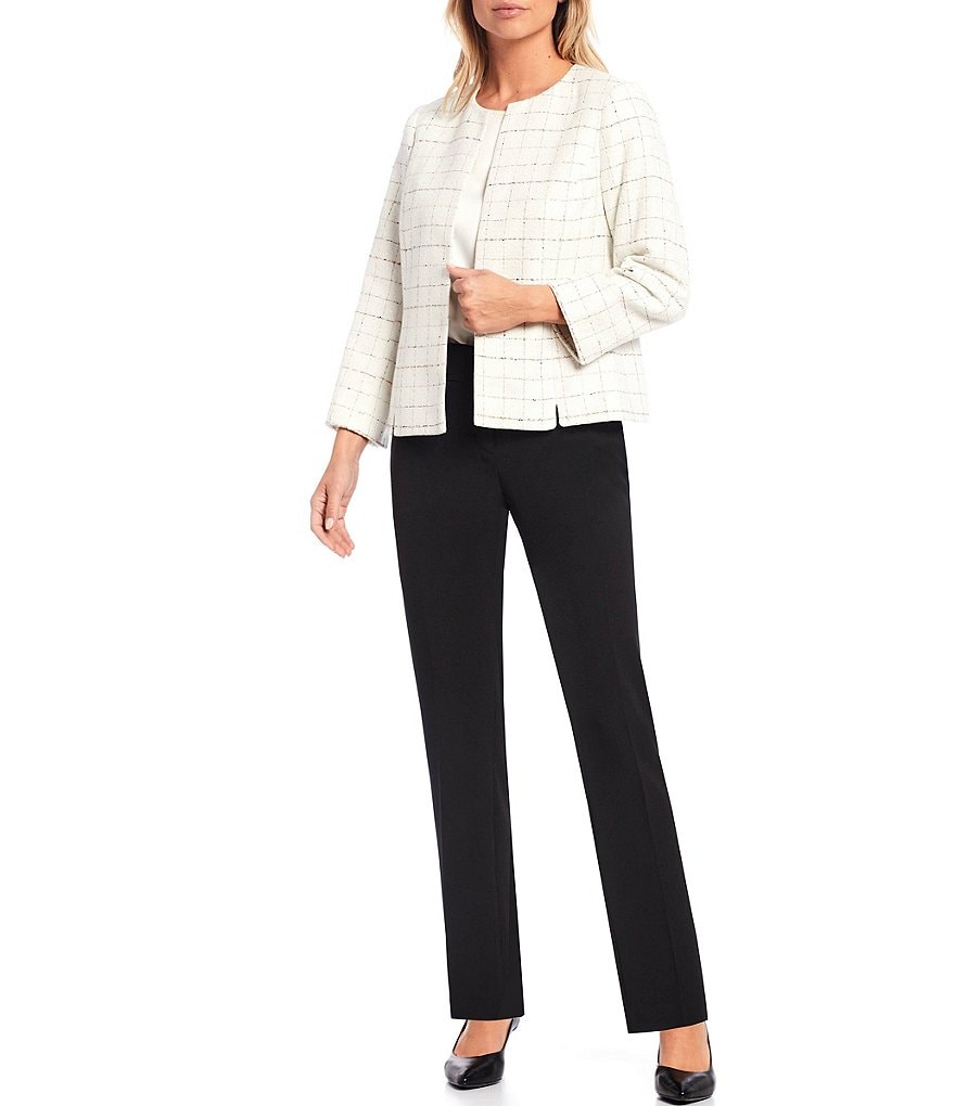 Kasper Novelty Tweed 3/4 Sleeve Open Front Jacket