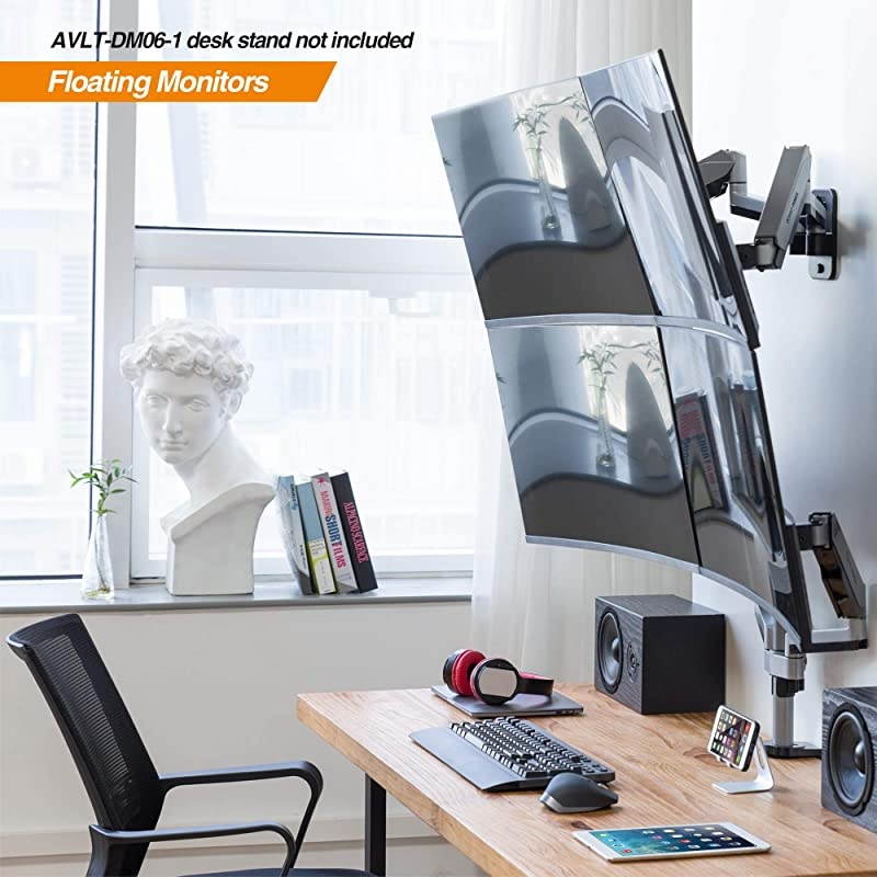 Dual 1332 Monitor Wall Mount fits Two FlatCurved Computer Monitor Full Motion Height Swivel Tilt Rotation Adjustable Monitor Arm VESACable Management