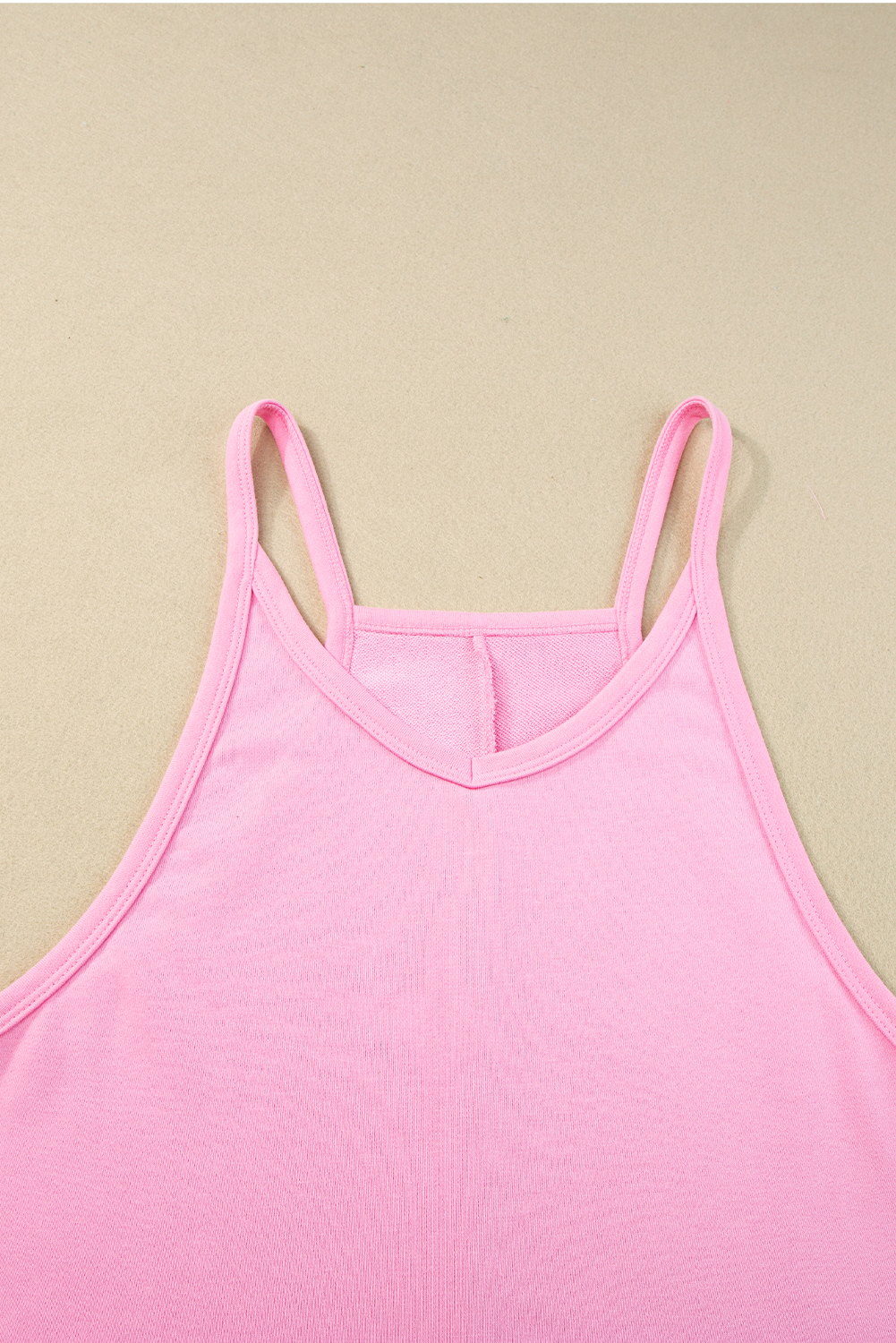 Pink Spaghetti Straps V Neck Pocketed Romper