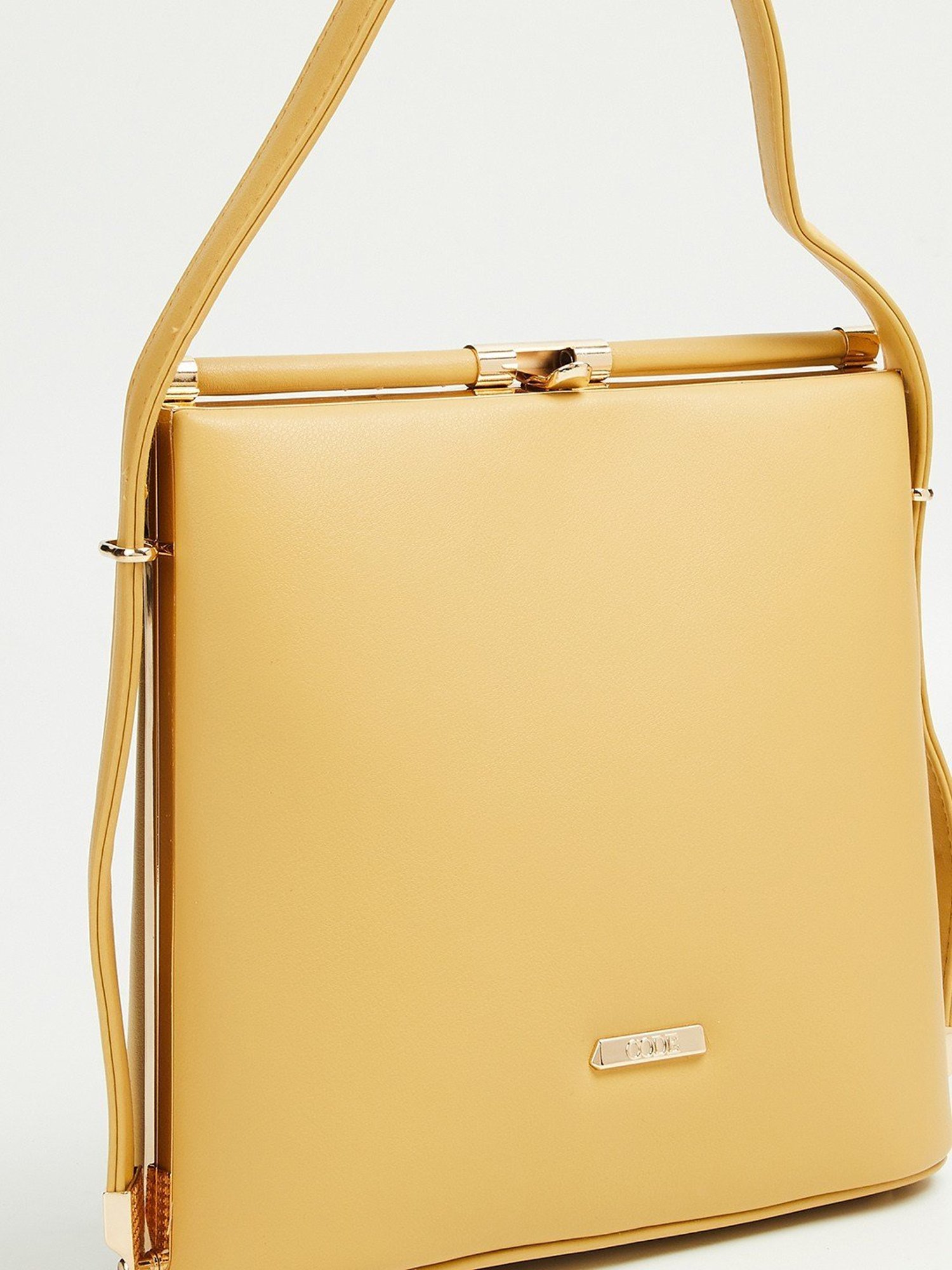 Code by Lifestyle Yellow Solid Handbag