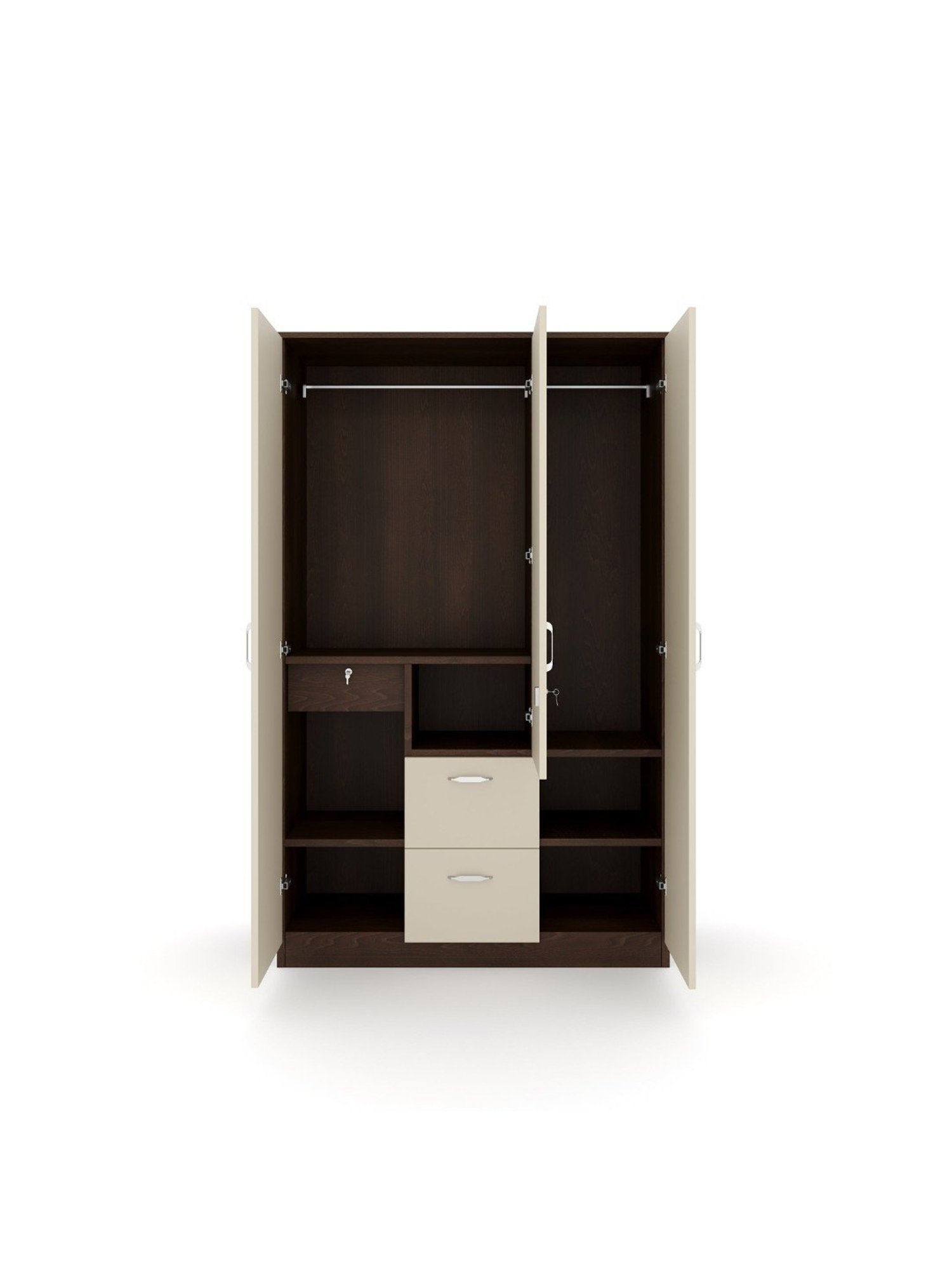 Godrej Interio Ewa Brown Engineered Wood 4 Door Wardrobe