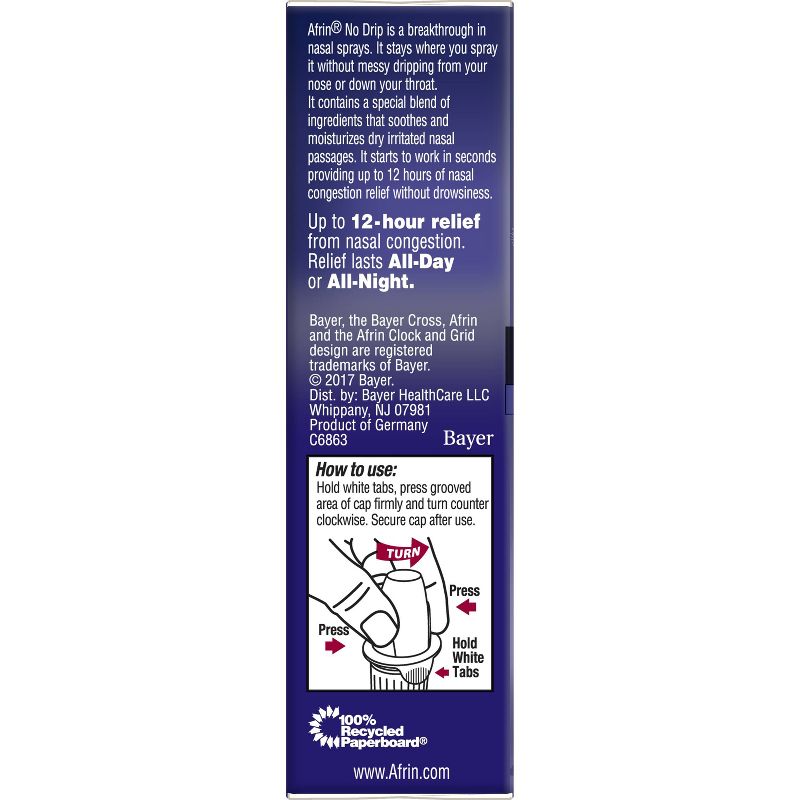 Afrin No Drip Extra Moisturizing Nasal Congestion Relief Pump Mist - 0.5 fl oz