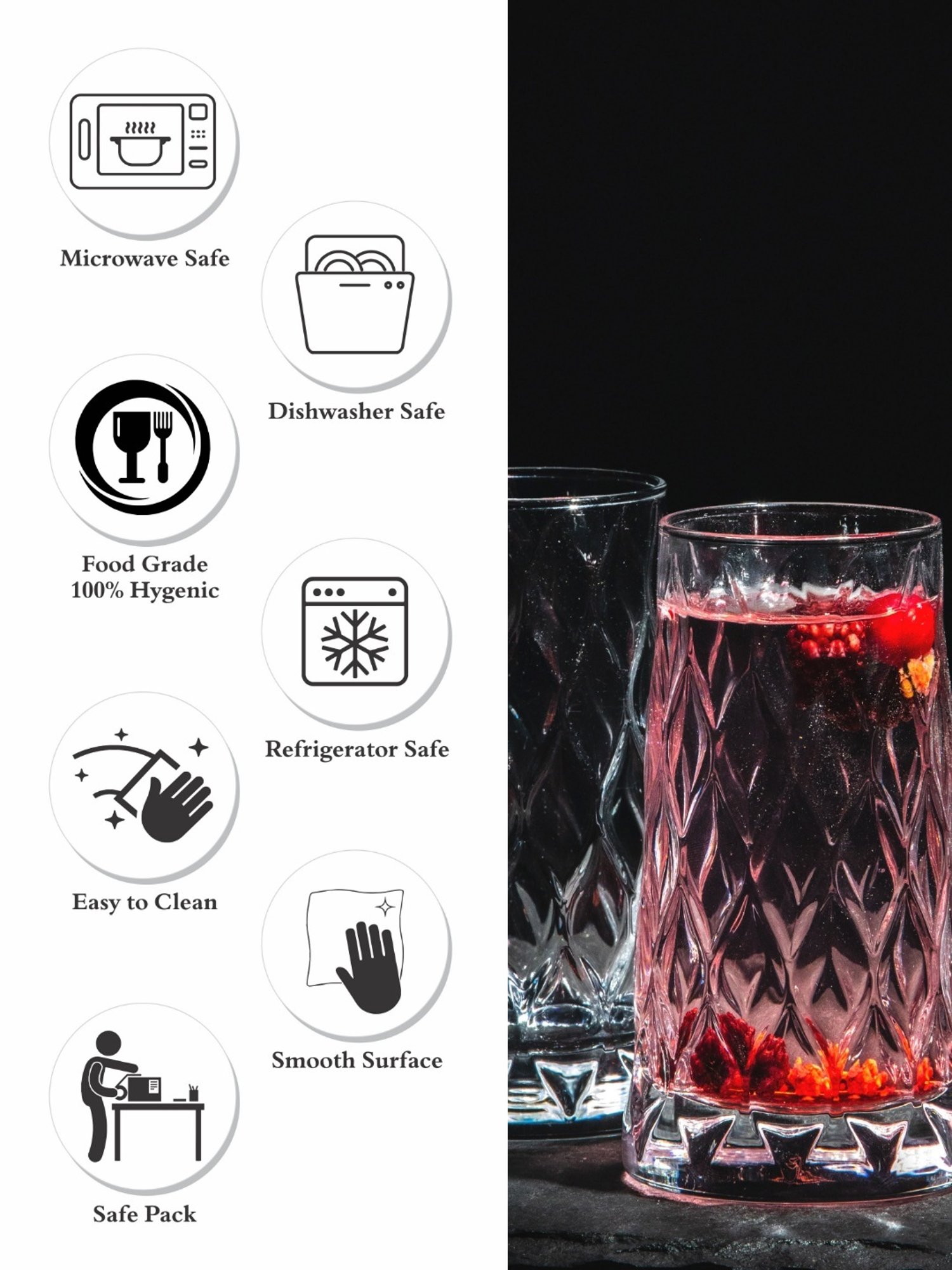 Pasabahce Transparent Glass Tumbler - Set of 4 (345ml)