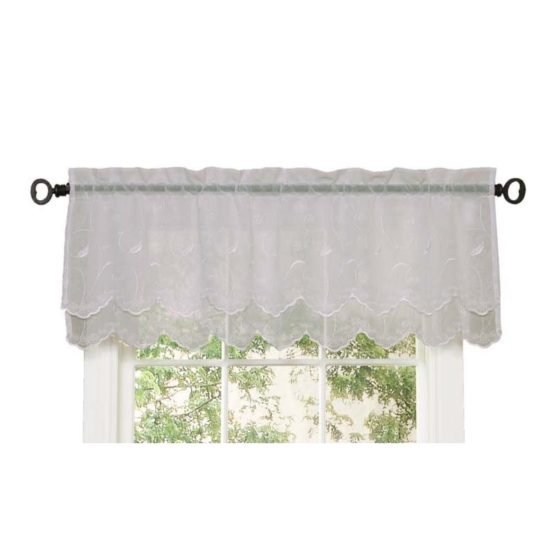 Commonwealth Habitat Hathaway Scroll Motif Double Scalloped Valance - 54"x17" in White Color