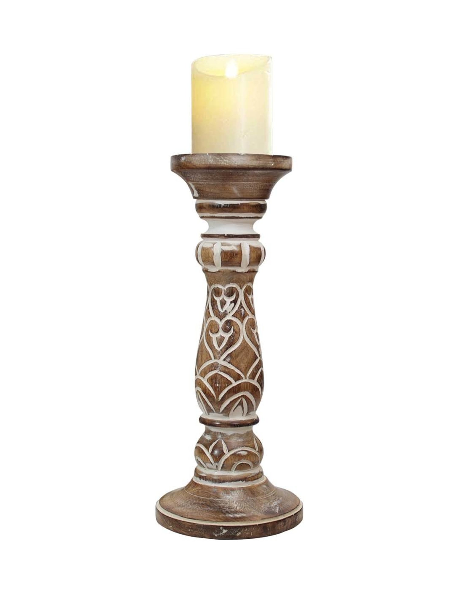Homesake Brown Wood Small Pillar Candle Stand