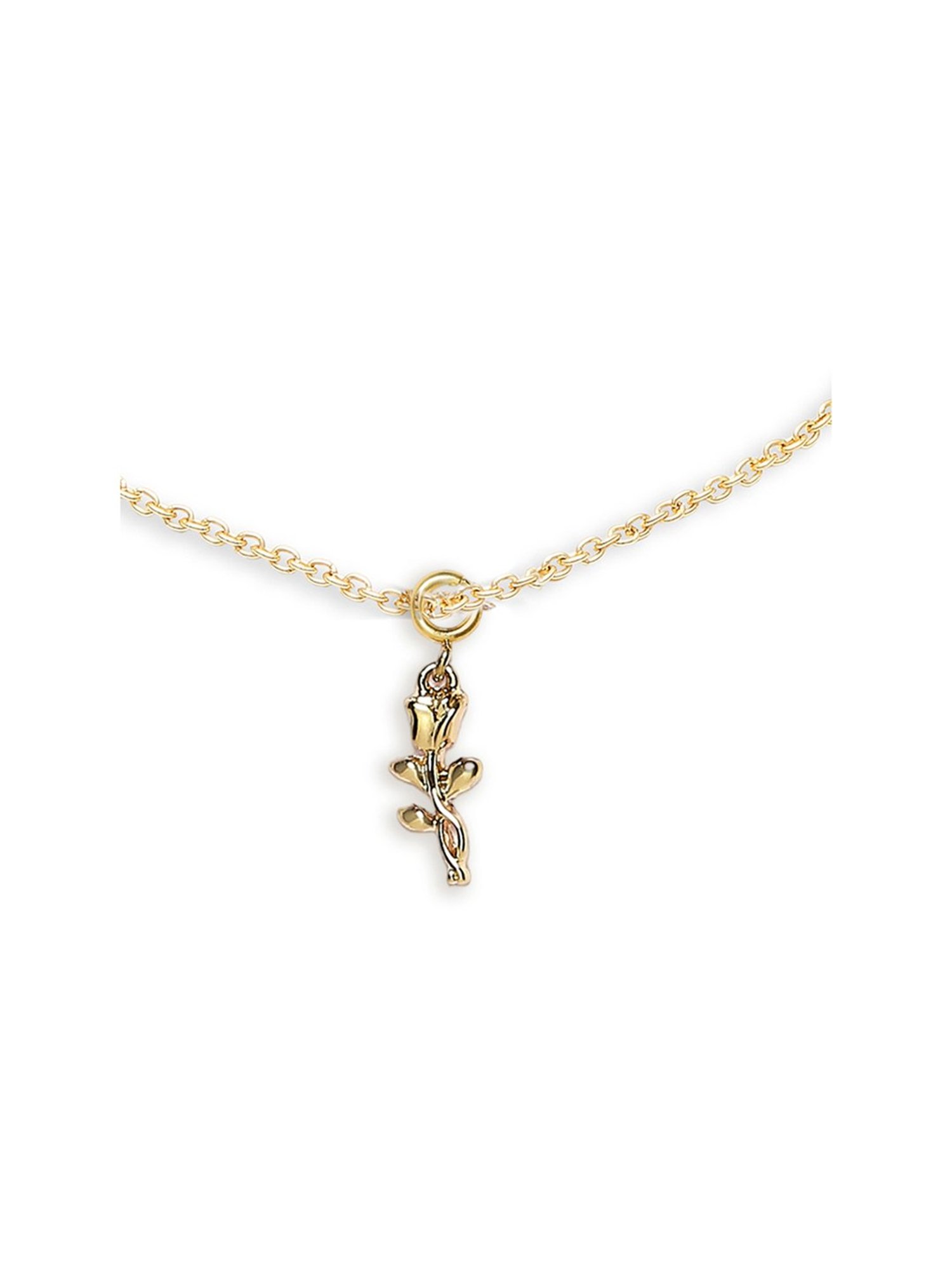 OOMPH Rose Shape Charm Delicate Gold-Tone Fashion Stylish Latest Anklet for Women