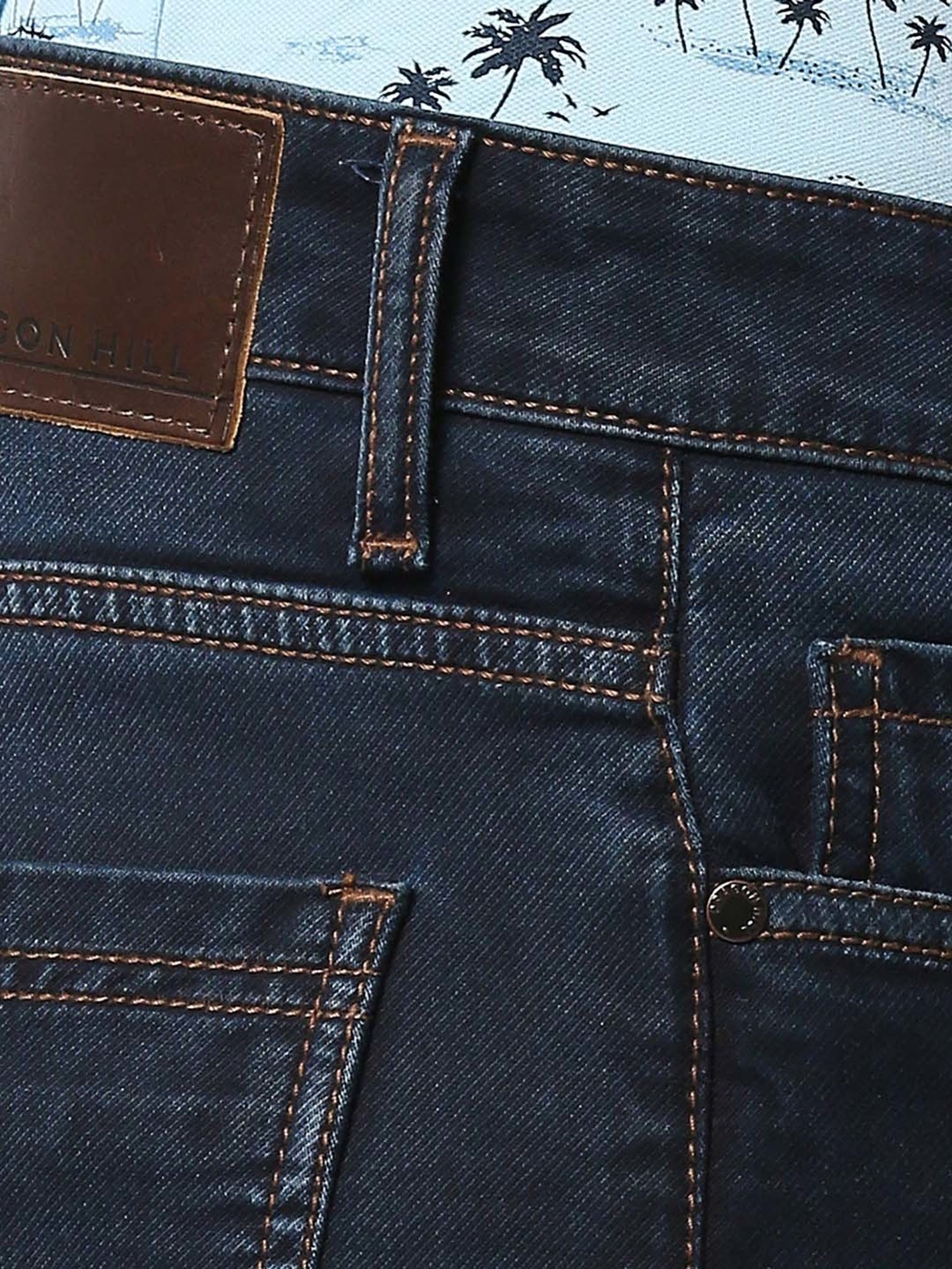 Dragon Hill Dark Blue Slim Fit Lightly Washed Jeans