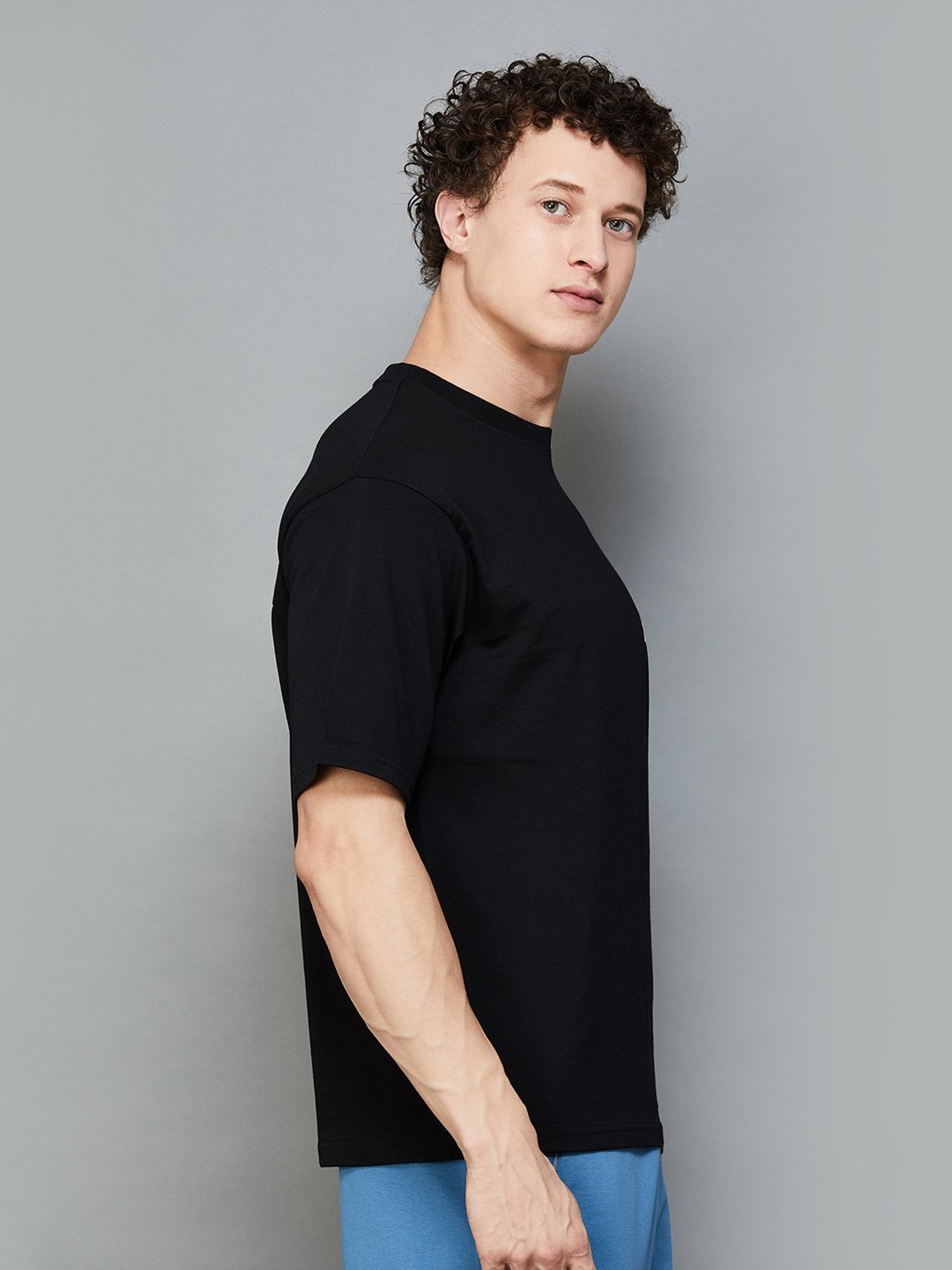 KAPPA Black Regular Fit Printed Crew T-Shirt