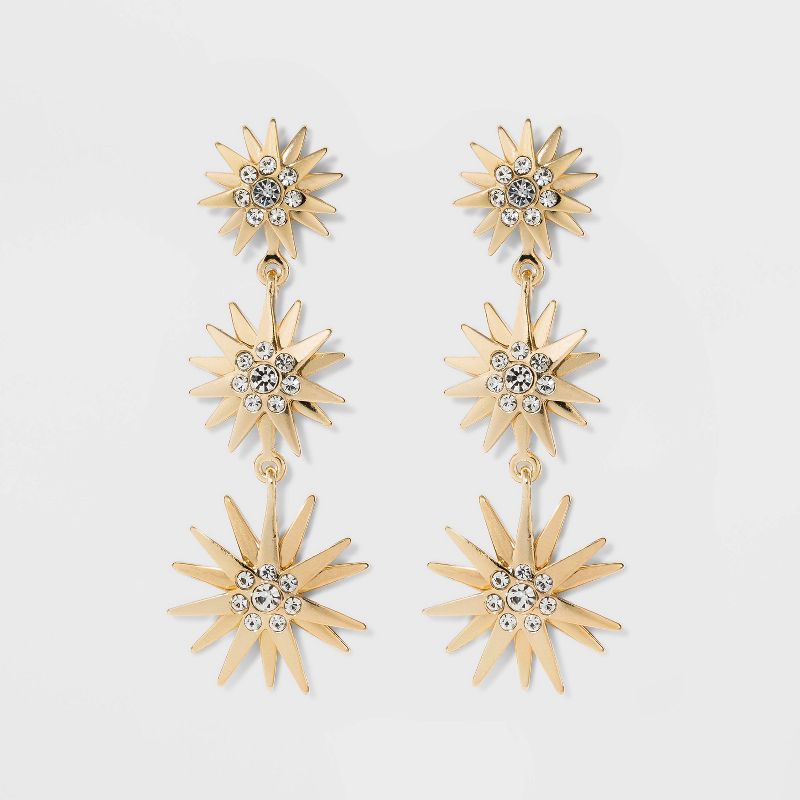 SUGARFIX by BaubleBar Crystal Sunburst Drop Earrings - Clear
