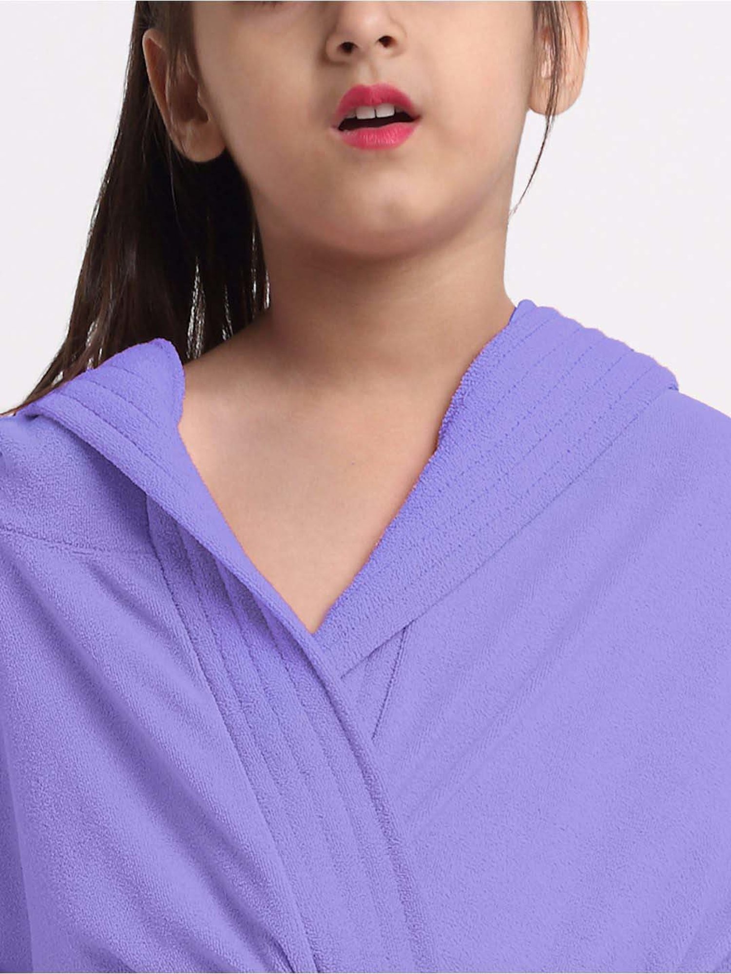 Creeva Melodious Lavender Micro Terry 225 GSM Kids Hooded Bathrobe 12-13 Years With Pocket