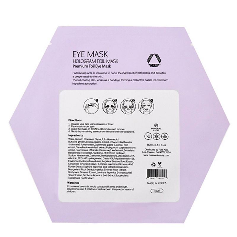 Pure Aura Hologram Foil Eye Mask - 0.88 fl oz