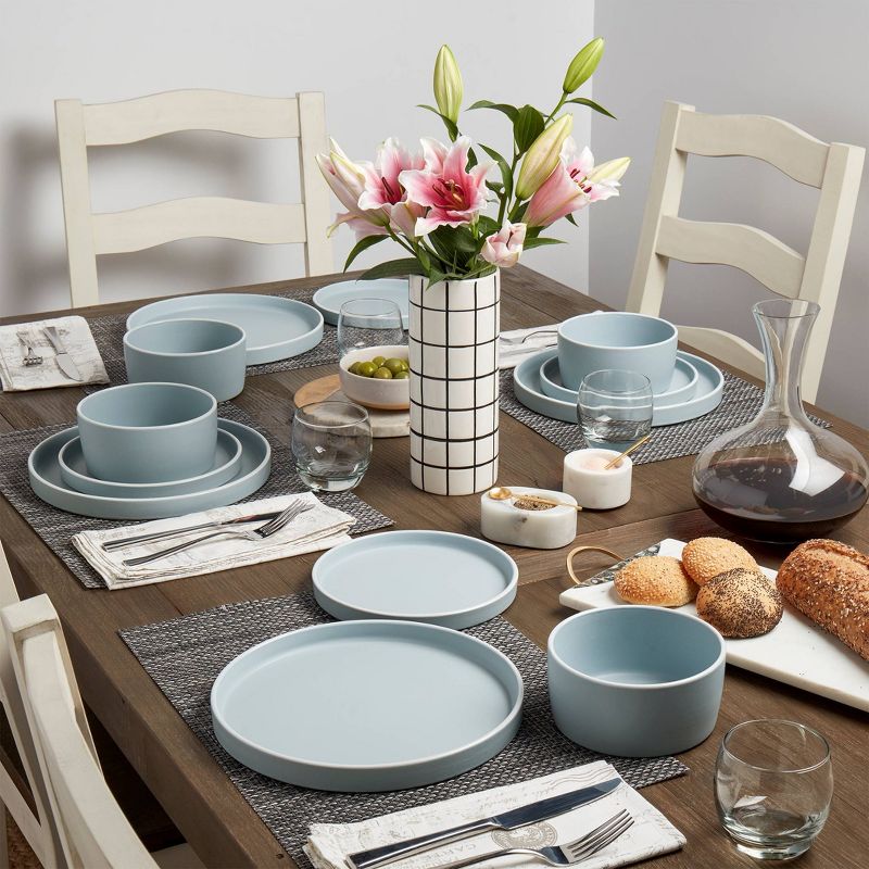 12pc York Dinnerware Set Blue - Tabletops Gallery