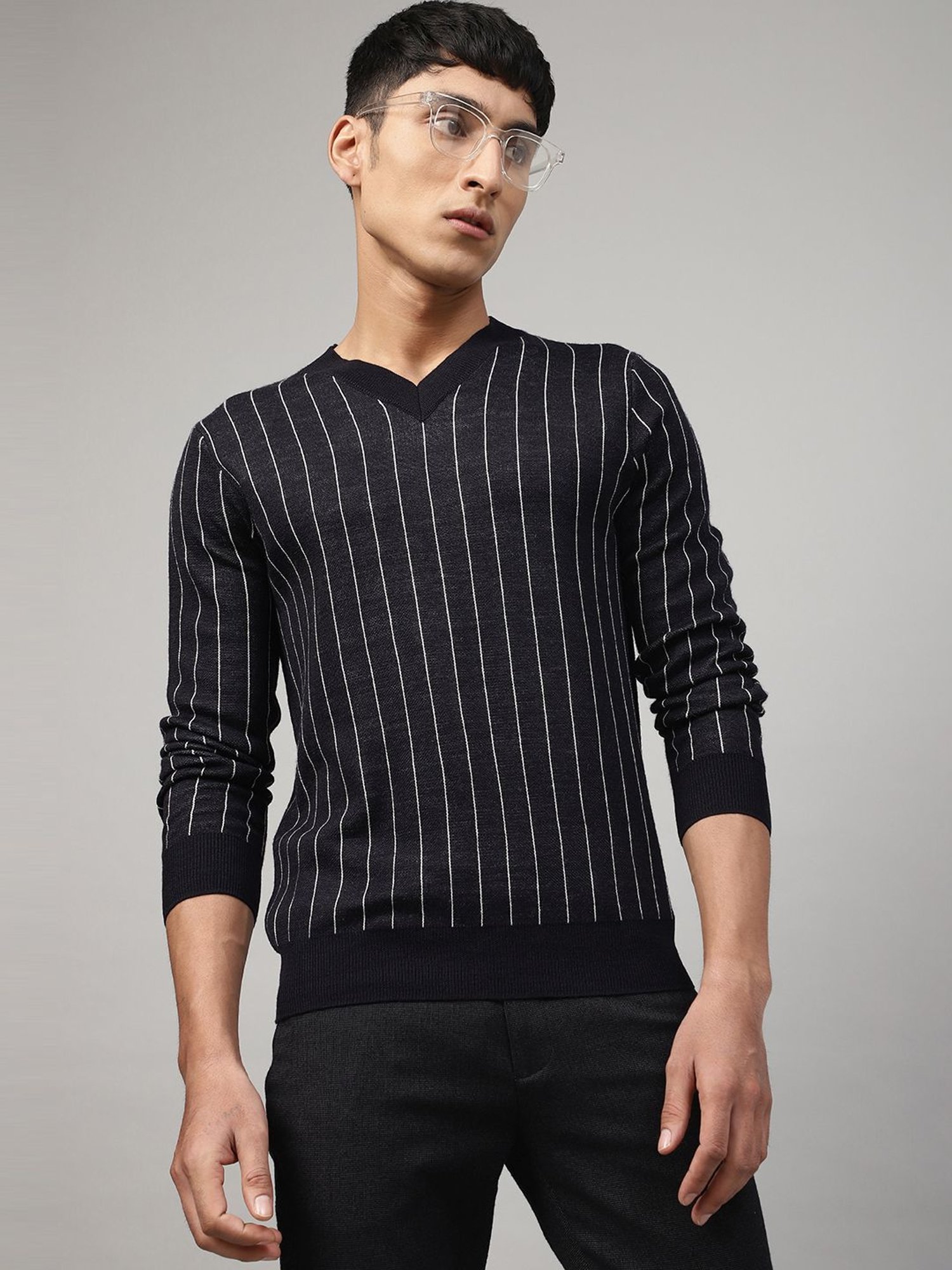 Antony Morato Black Regular Fit Striped Sweater
