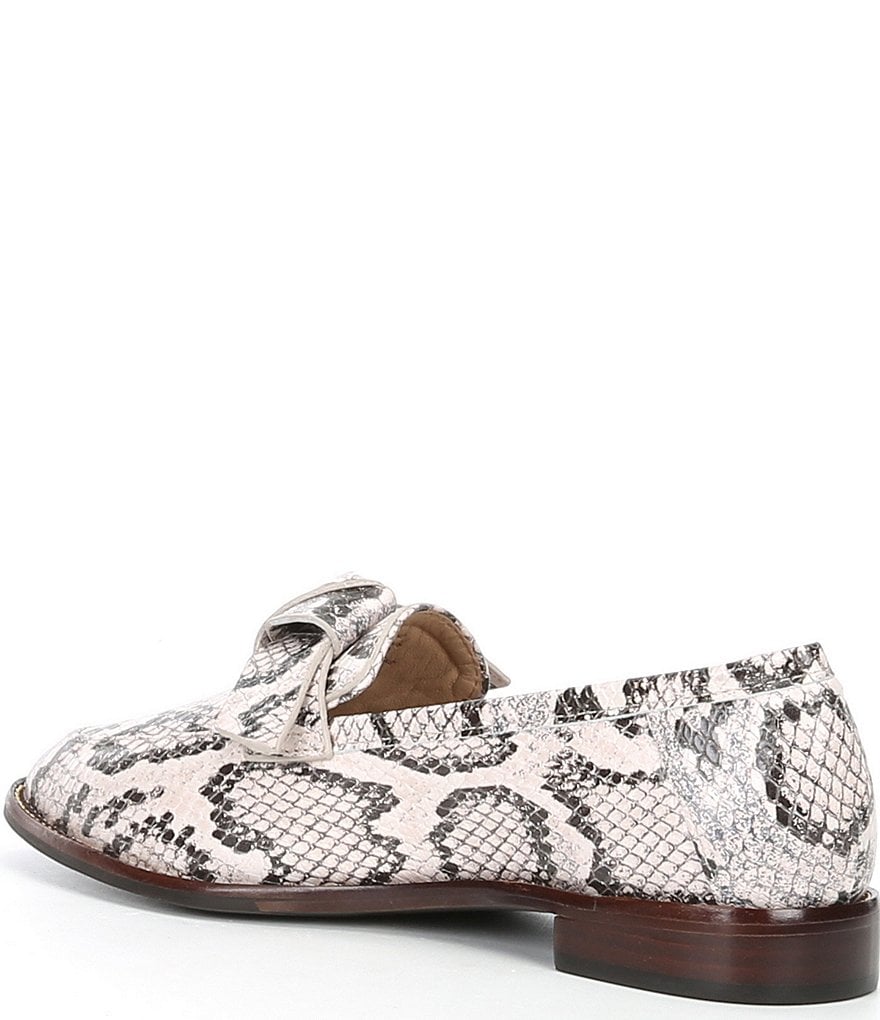 Antonio Melani Darleane Snake Print Leather Knotted Bow Loafers
