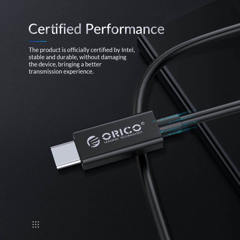 ORICO Thunderbolt3 Cable 40Gbps USB-C Cable Support PD 100W Fast Charging and Full 8K@60Hz Video Resolution for MacBook Pro 1.64ft(0.5m)