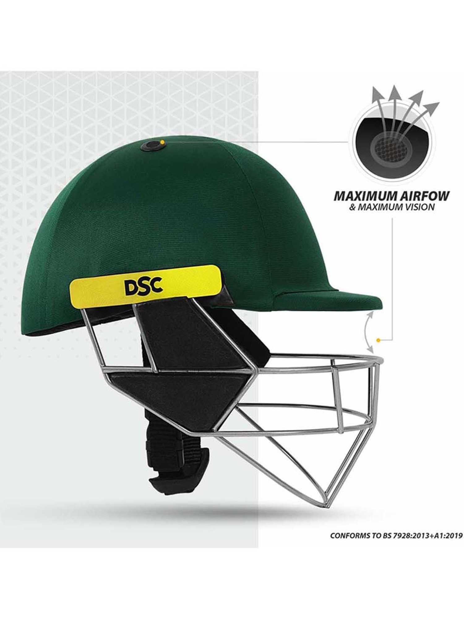 DSC SCUD Premium Cricket Helmet with Neck Guard Fixed Spring Steel Grill Size - M