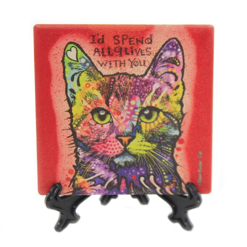 Animal 4.0" Cat Nine Lives Coaster With Easel Sjt Enterprises  -  Coasters