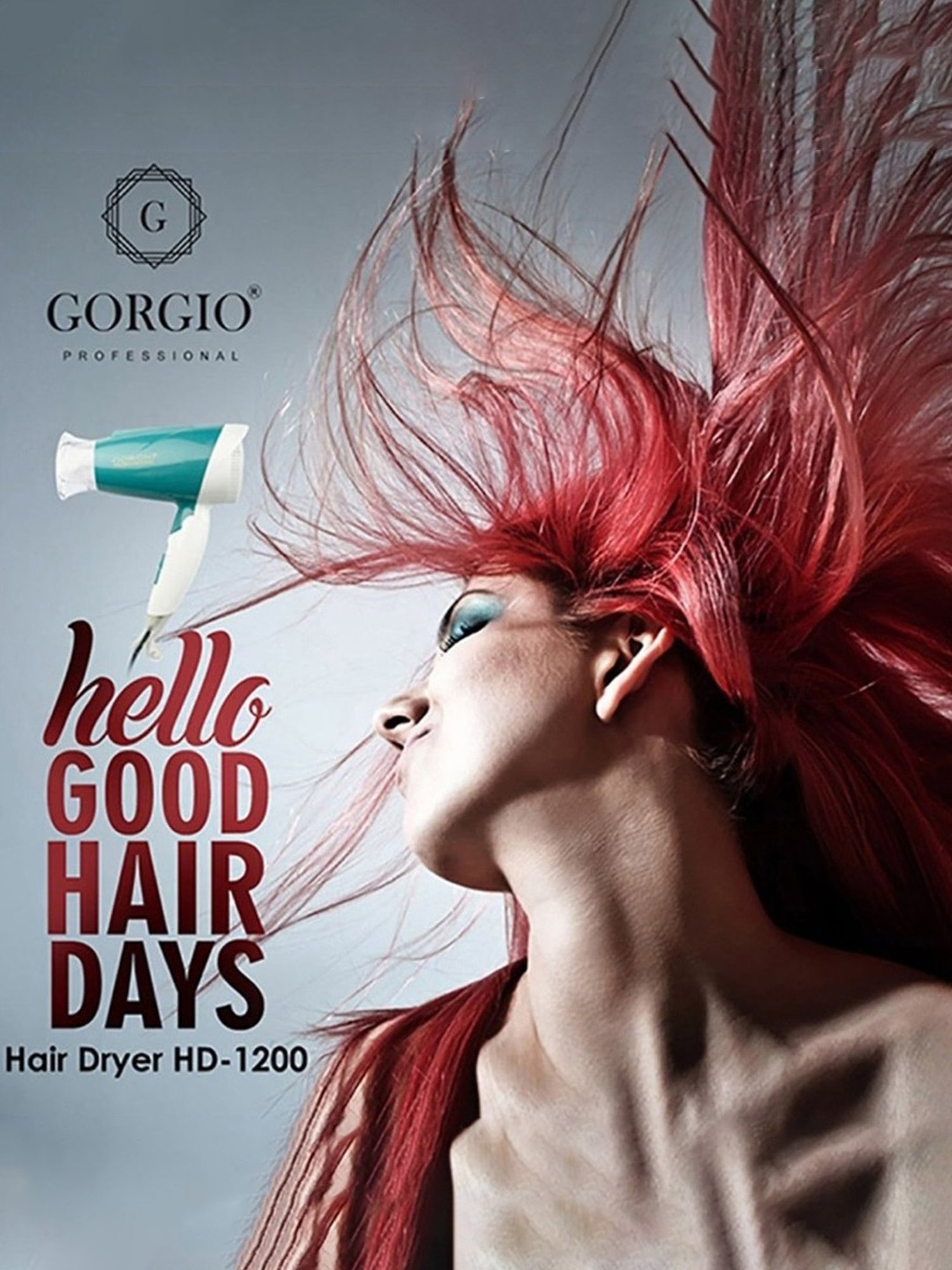 Gorgio Professional HD1200 1800W Hair Dryer (White and Blue)