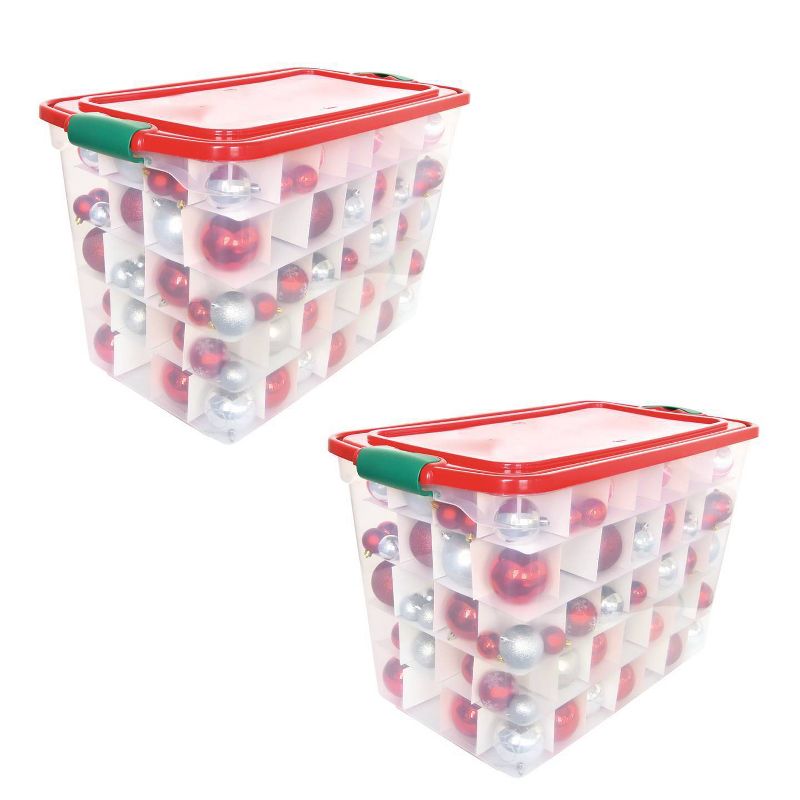 Homz 2pk 112qt Latching 140ct Ornament Storage
