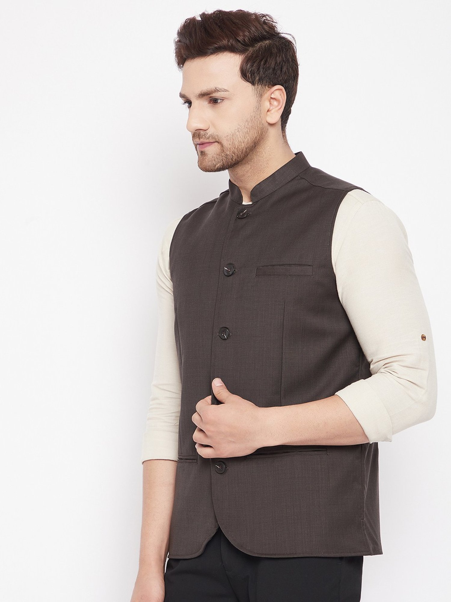Even Brown Regular Fit Nehru Jacket