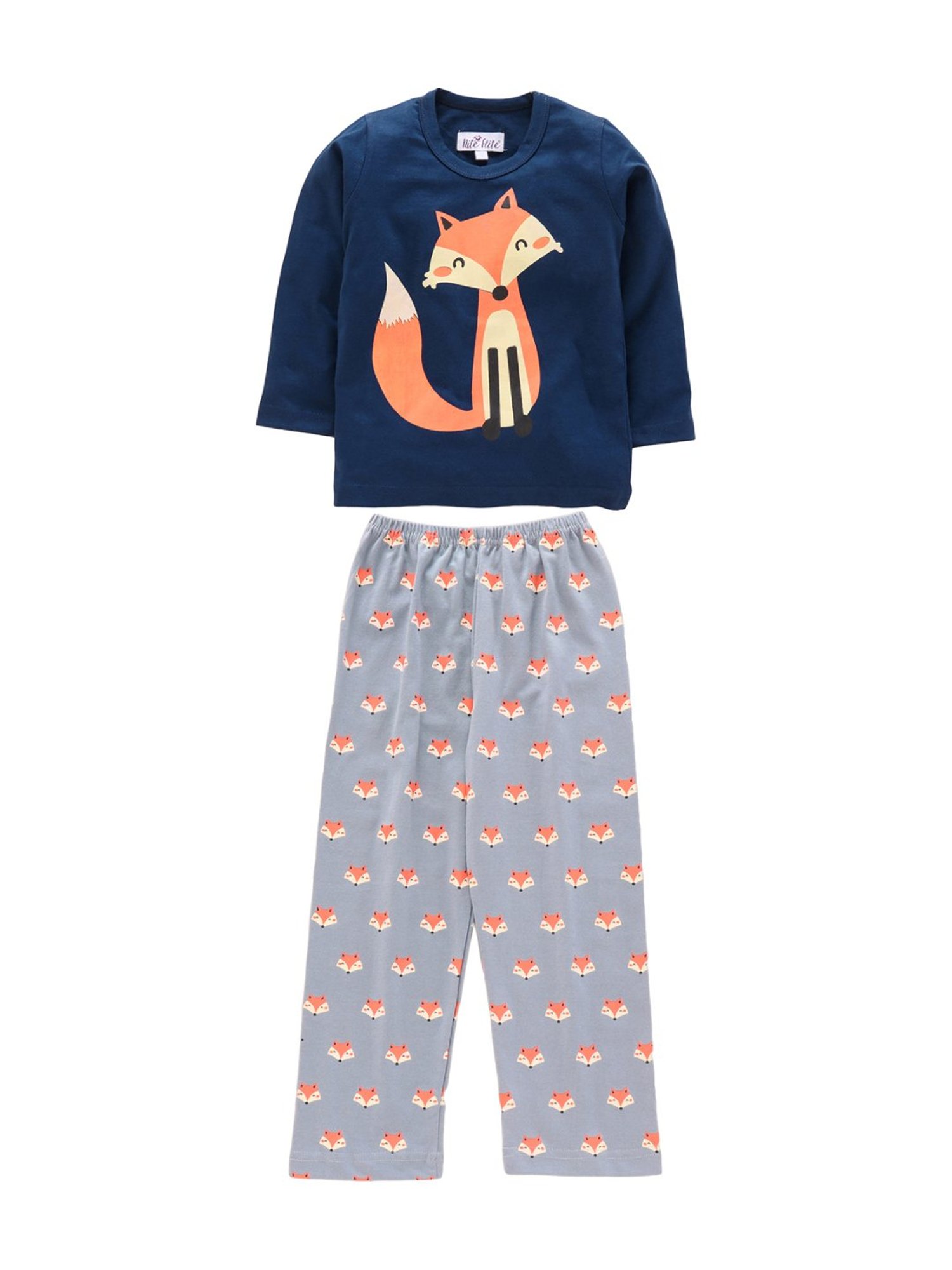 Nite Flite Boys Navy & Grey Foxy Friend Pyjama Set