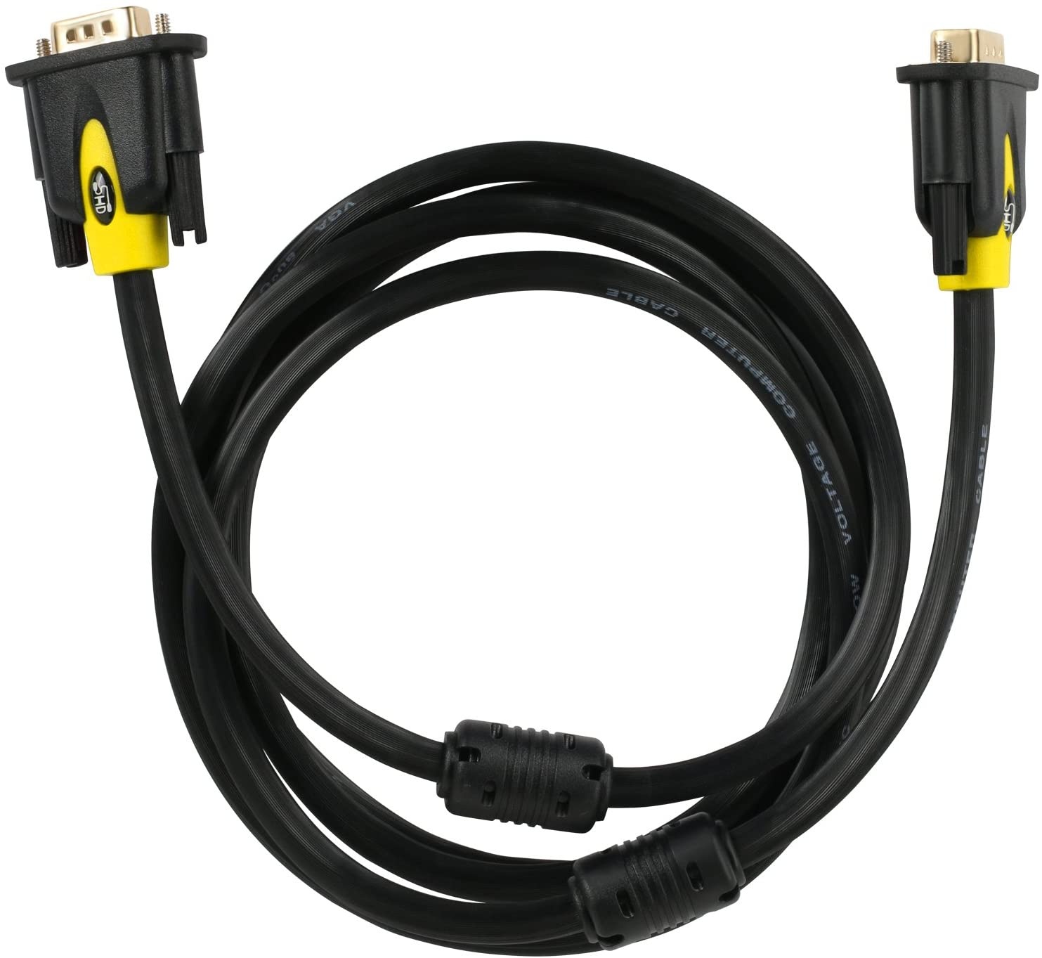 VGA Cable 10FeetSHD VGA to VGA Monitor Cable HD15 SVGA for PC Laptop TV Projector Black and Yellow Color