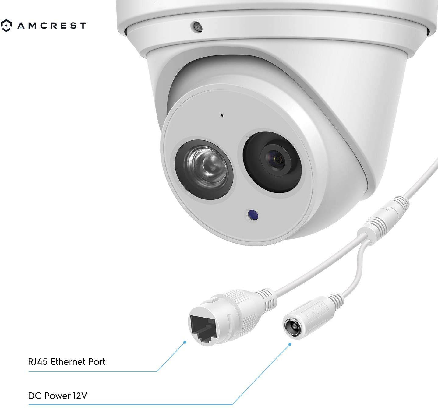 Amcrest UltraHD 4K (8MP) Outdoor Security IP Turret PoE Camera, 3840x2160, 164ft NightVision, 4.0mm Narrower Angle Lens, IP67 Weatherproof, MicroSD Recording (128GB), White (IP8M-T2499EW-40MM)