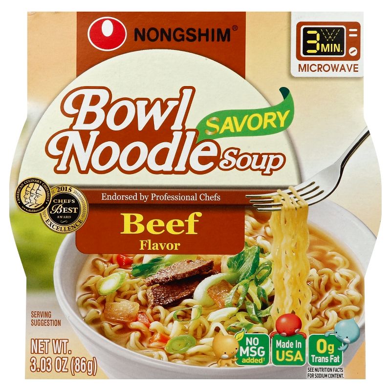 Nongshim Bowl Noodle Soup Beef Flavor - 3.03oz