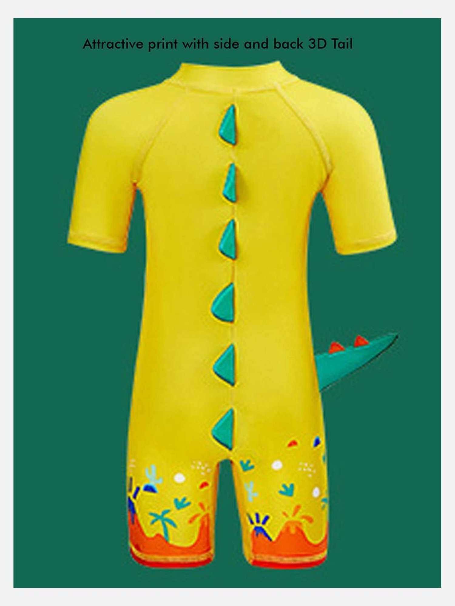 Little Surprise Box Kids Yellow Dino Printed Swimsuit