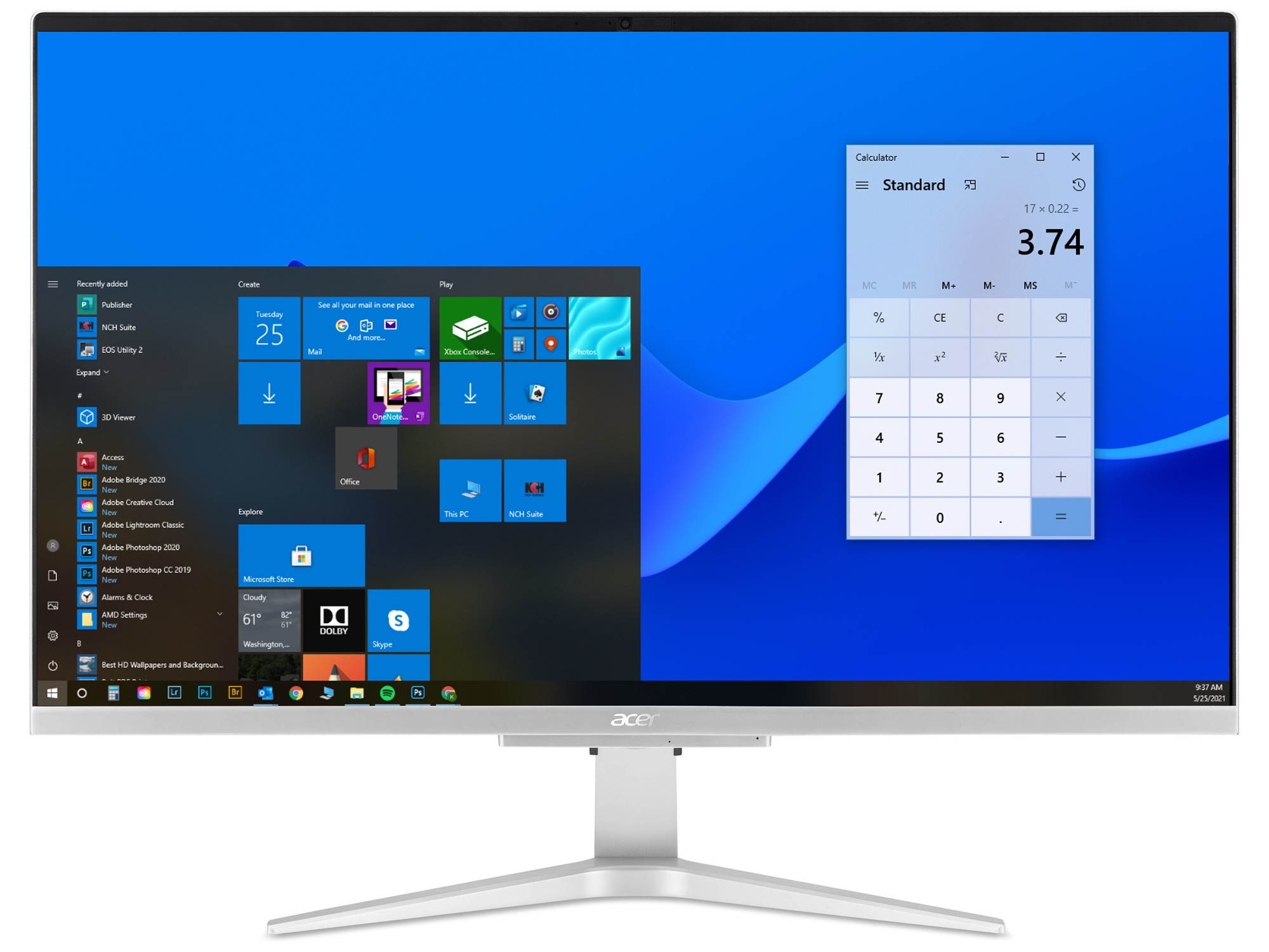Acer Aspire C All-in-One, 27" FHD Display, Intel Core i5-1035G1 Upto 3.6GHz, 32GB RAM, 2TB NVMe SSD, NVIDIA GeForce MX130, HDMI, Wi-Fi, Bluetooth, Windows 10 Pro