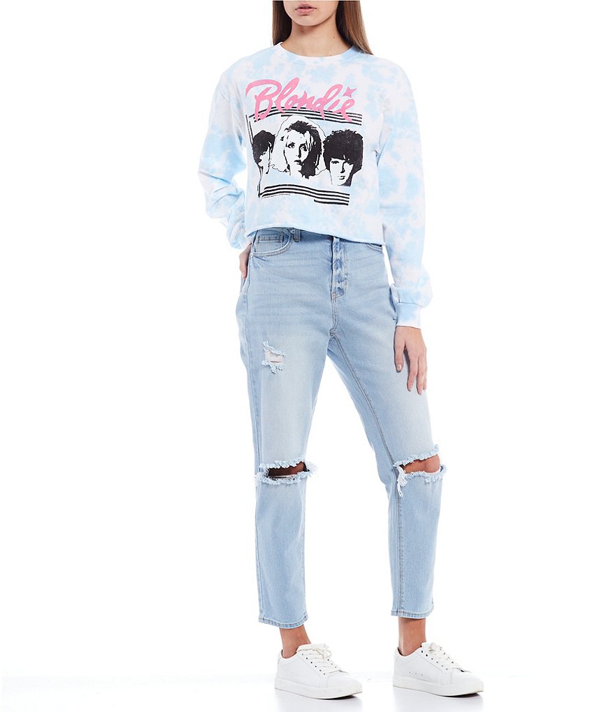 Celebrity Pink Destructed Mom Jeans