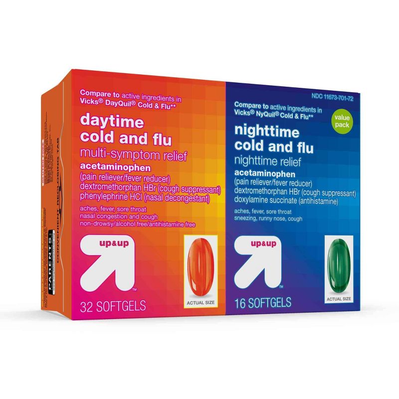 Day/Night Multi -Symptom Cold & Flu Relief Combo Pack Softgels 48ct - up & up™