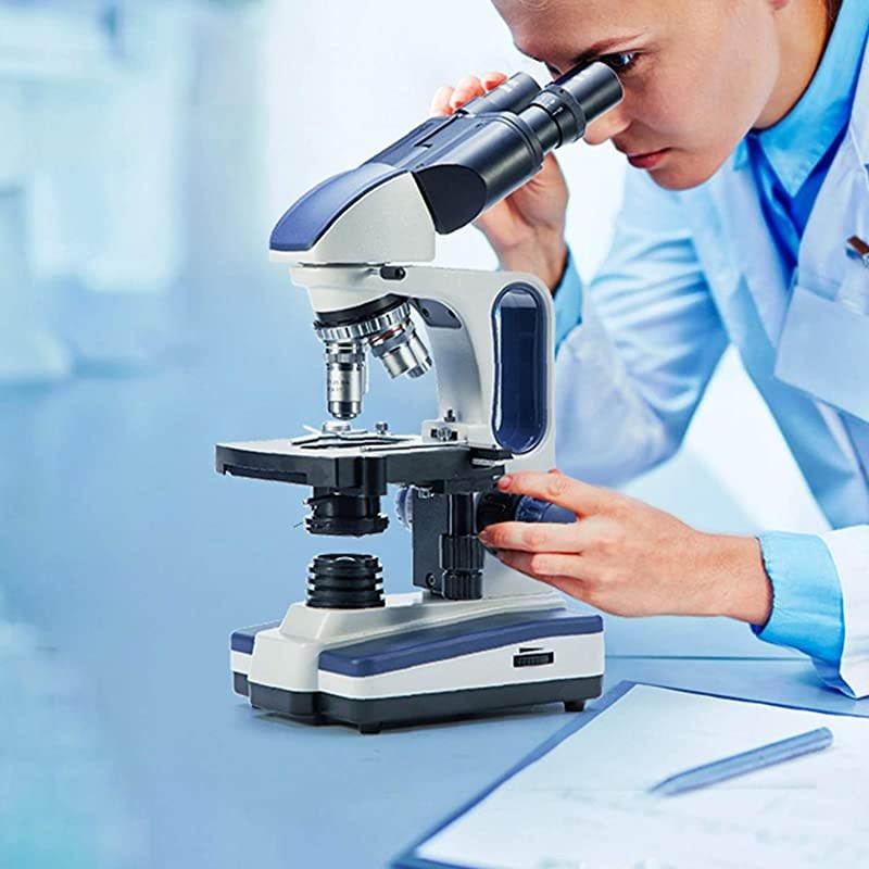 Binocular Compound Microscope SW350B, 40X-2500X Magnification,Siedentopf Head,Research-Grade,Two-Layer Mechanical Stage,1.3mp Camera and Software Windows and Mac Compatible