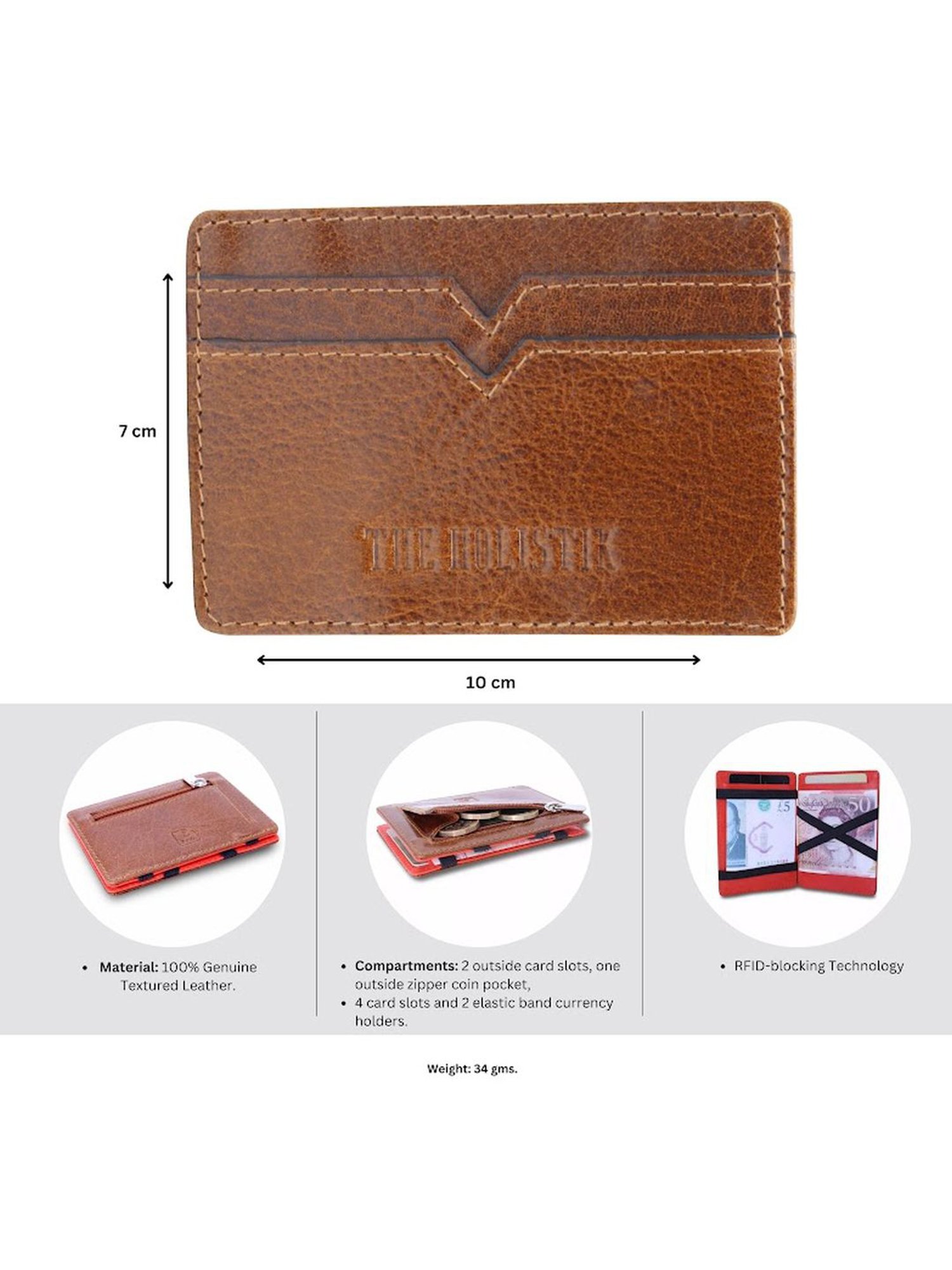 THE HOLISTIK Hide & Seek Tan Casual Leather Bi-Fold Wallet for Men