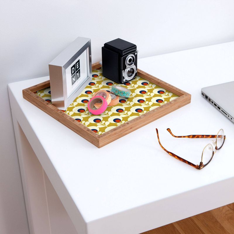 13" Wood Showmemars Flowers Geometry Small Square Tray - society6