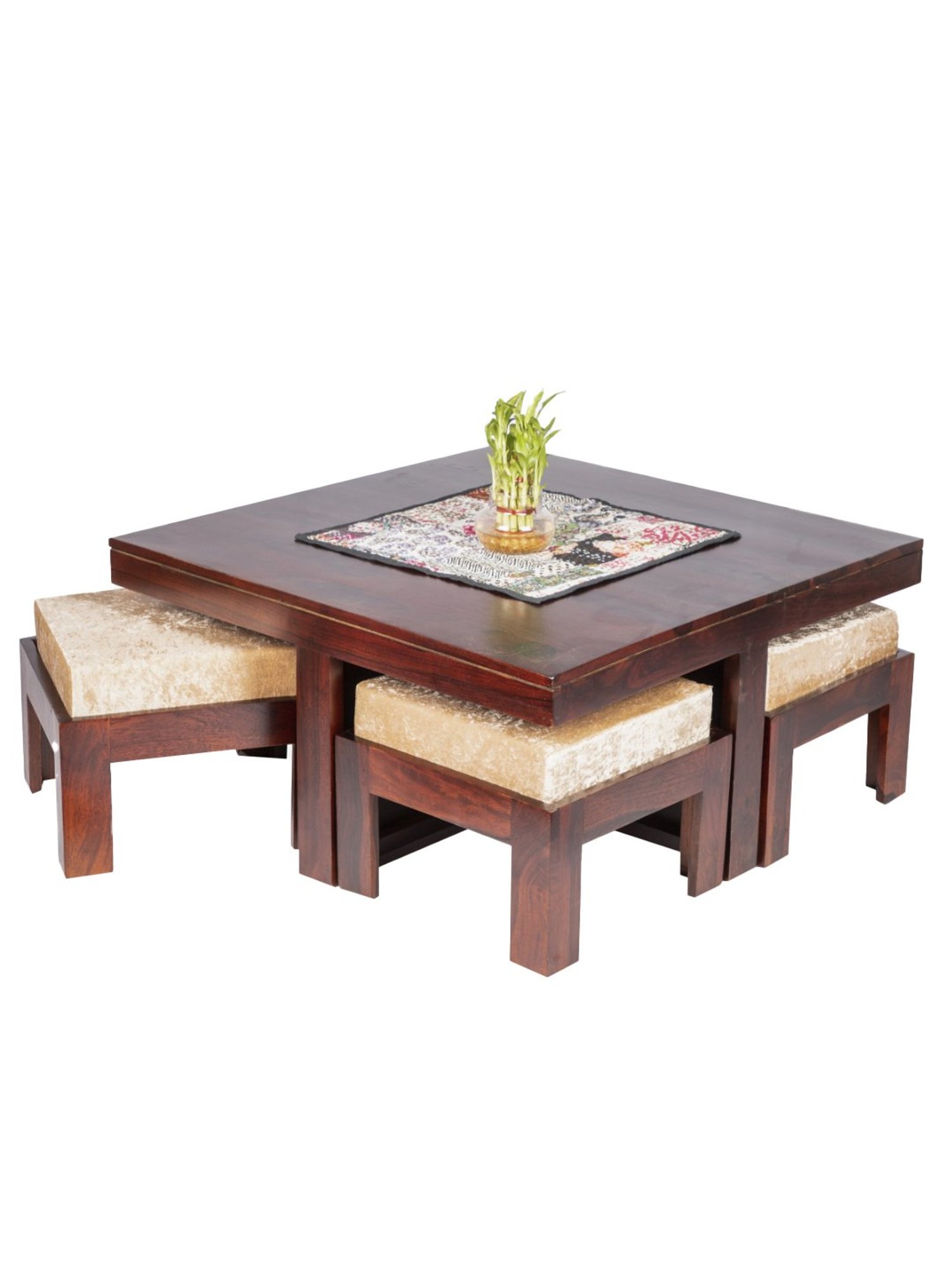 Ikiriya Blane Solid Dark Brown Wood Coffee Table Dark Walnut Finish
