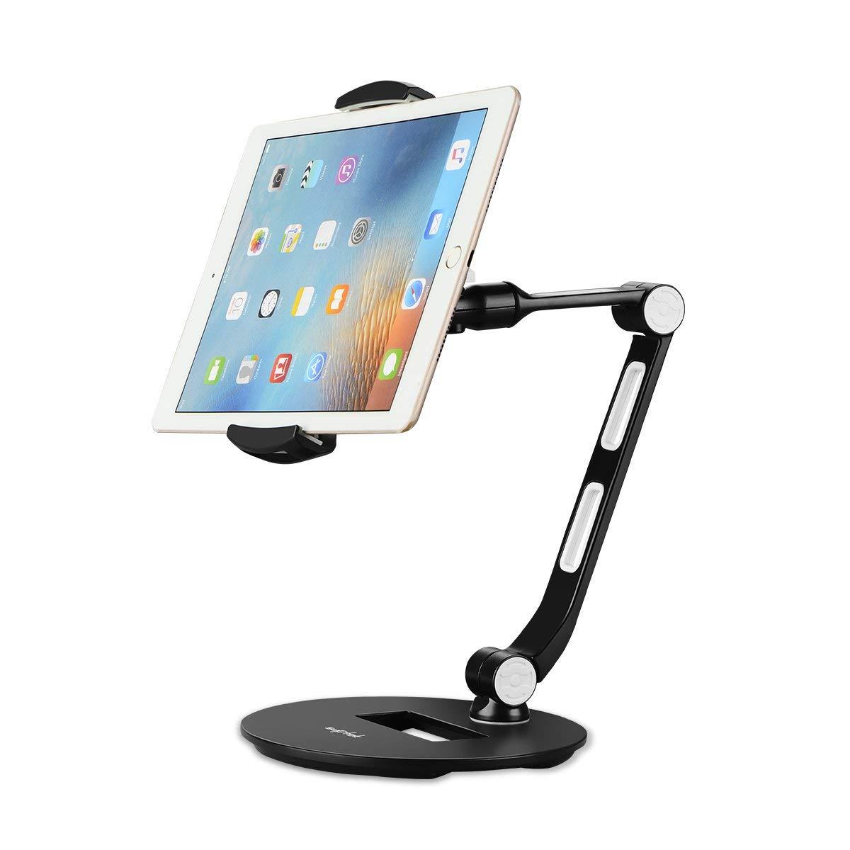 Suptek Aluminum Tablet Desk Stand for iPad, iPhone, Samsung, Asus and More 4.7-12.9 inch Devices, 360&deg; Flexible Cell Phone Holder Mount, Good for Bed, Kitchen, Office (YF208D)