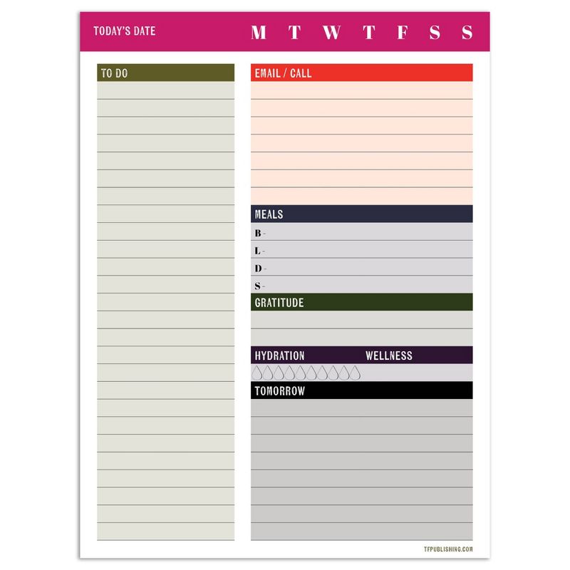 Undated Daily Task Pad 8" x 6" - Multicolored