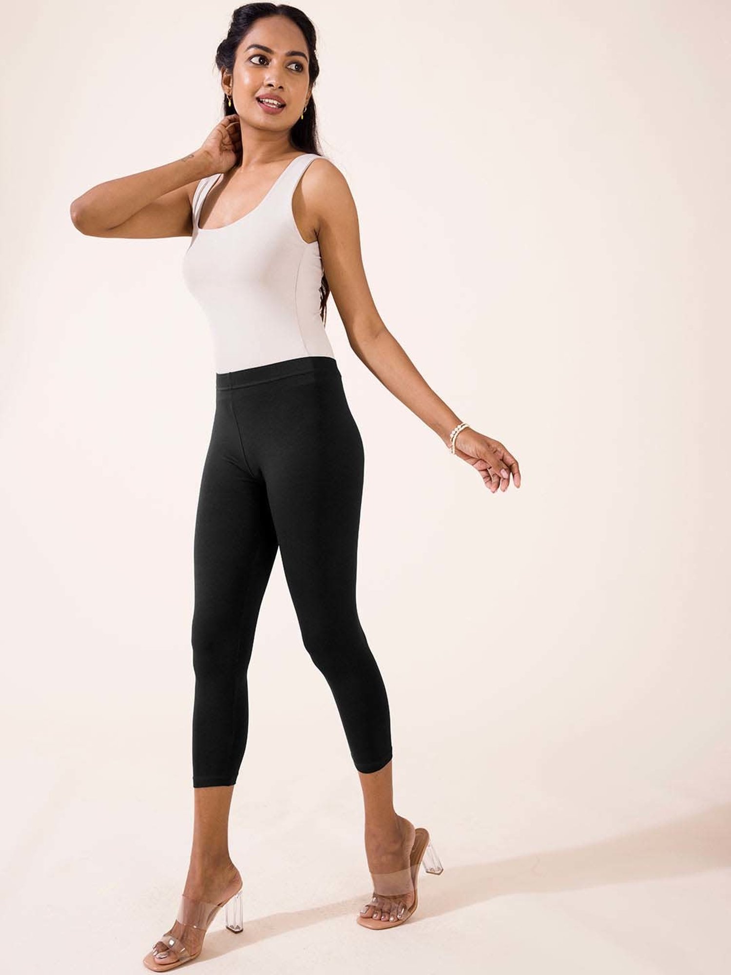 Go Colors! Black Cotton Crop Leggings