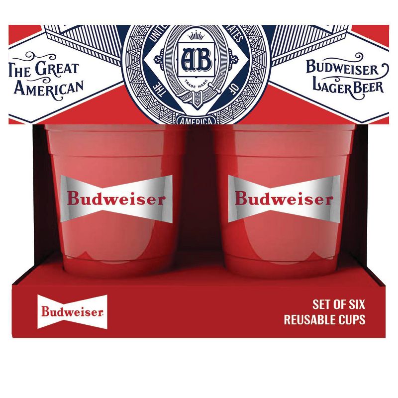 Budweiser 16oz 6pk Plastic Reusable Cups