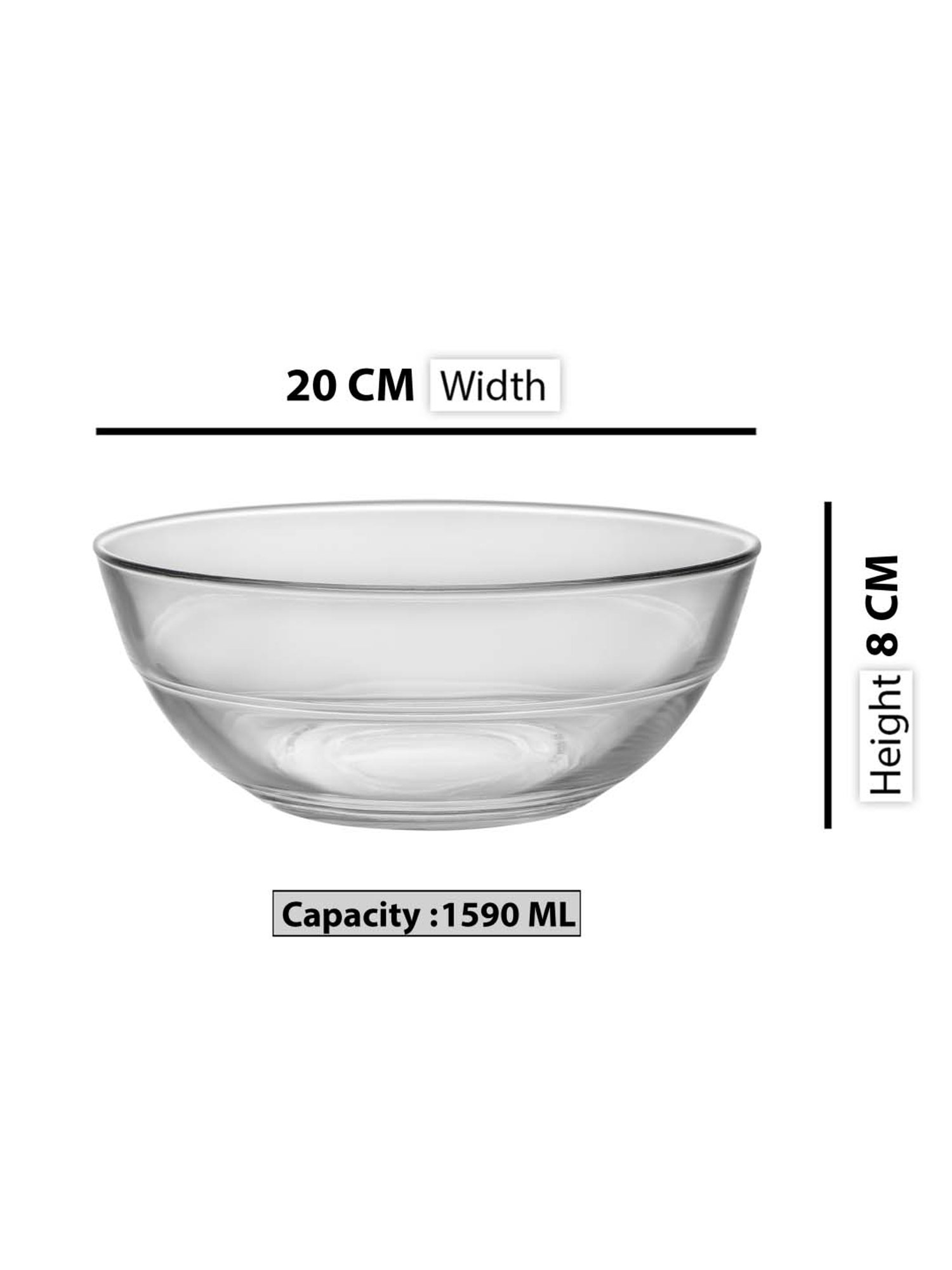 Duralex 'Lys' Transparent Glass 2 Serving Bowl (1.59 L) - Set of 3