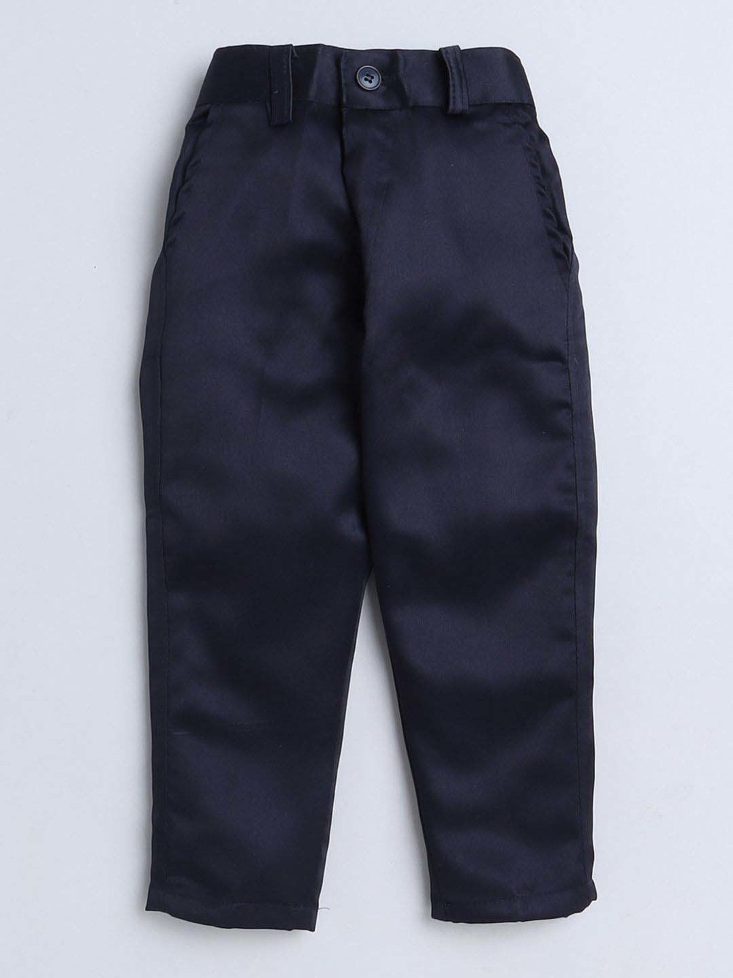 Fourfolds Boys Navy Blue Solid Full Sleeves Clothing Set