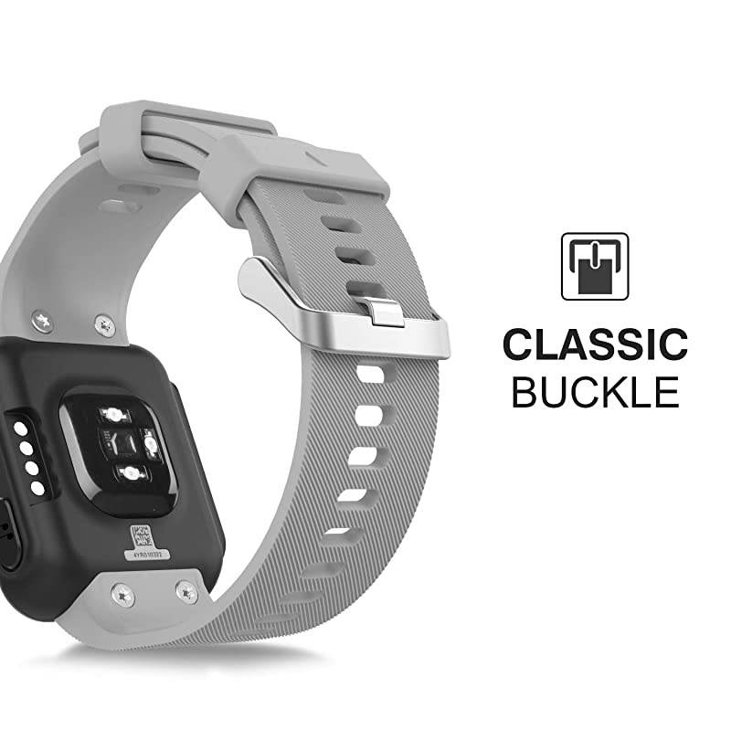 Compatible with Forerunner 35 Watch Band Soft Silicone Replacement Watch Band Sport Bracelet Strap with 6pcs Screws and 2pcs Screwdrivers for Forerunner 35 GPS Running Smart Watch Gray