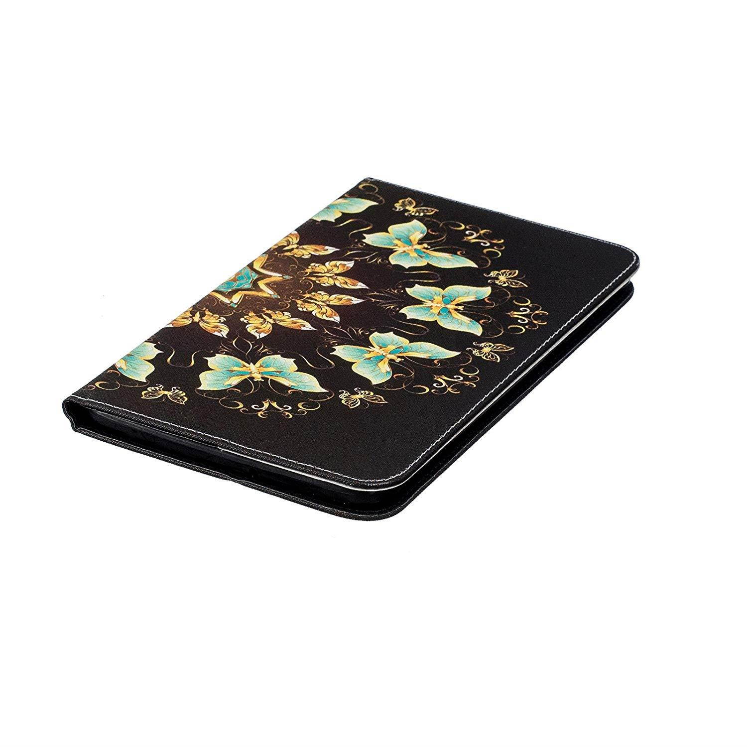 Galaxy Tab E 8.0 Case - UUcovers Ultra Slim Lightweight PU Leather Stand Flip Case Cover with Card Slots for Samsung Galaxy Tab E 8.0 Inch SM-T378 / SM-T377 / SM-375, Glowing Golden Butterfly