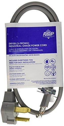 WHIRLPOOL PT220L Three Wire 30-Amp Dryer Power Cord,4 Ft